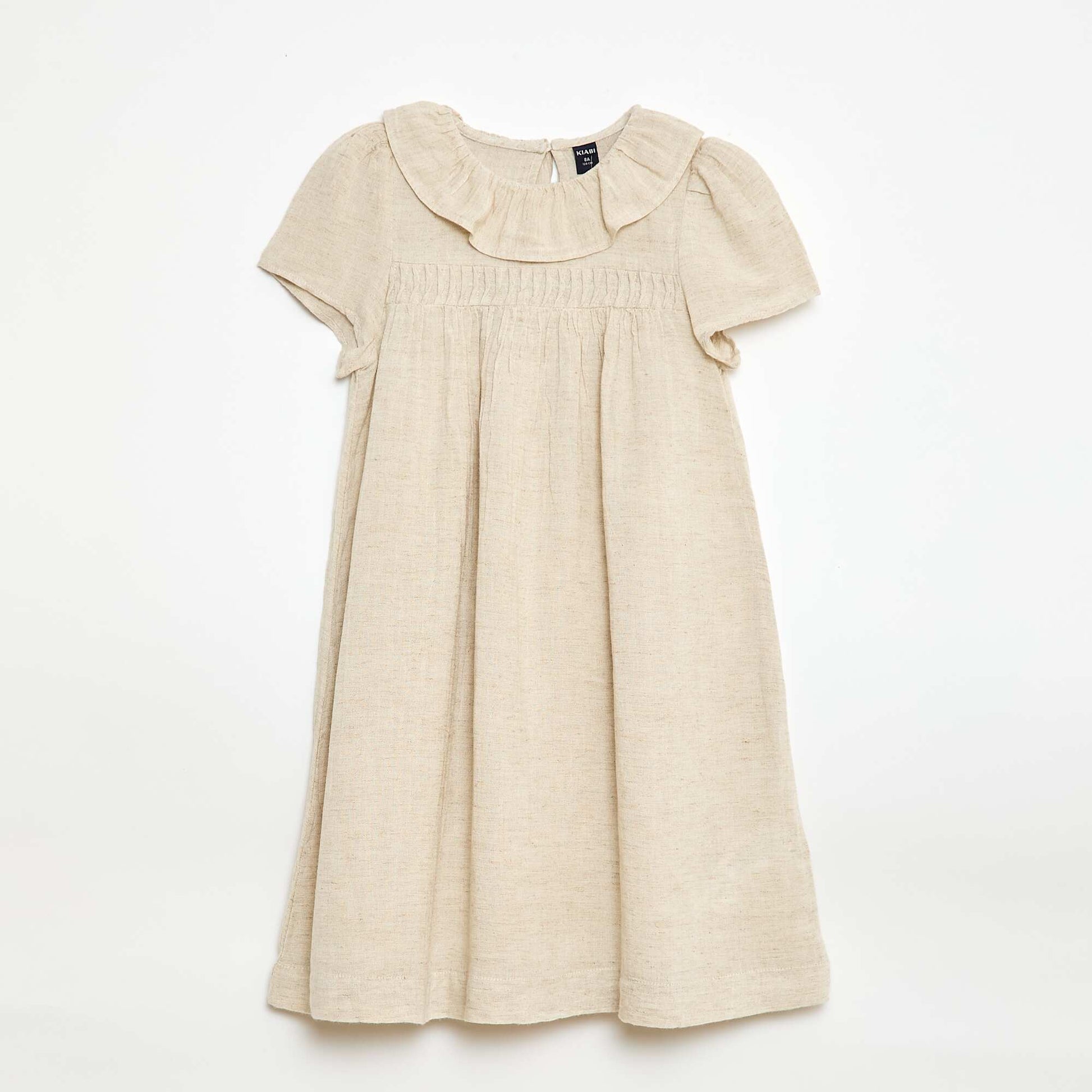 Robe collerette en lin mélangé BEIGE