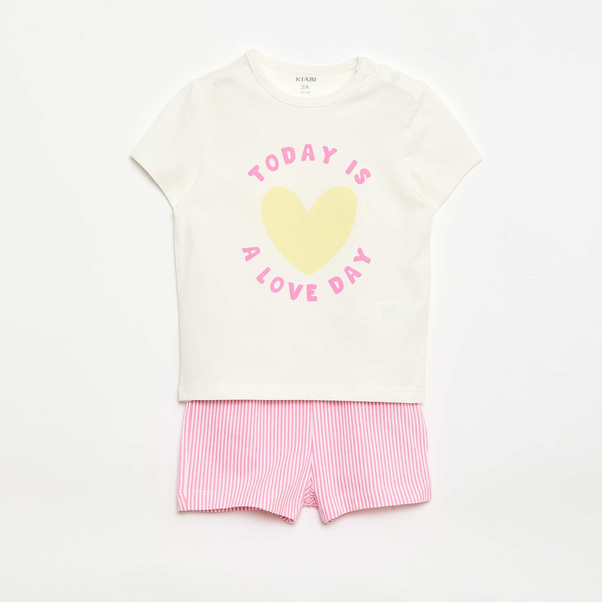 Ensemble pyjama court t-shirt + short - 2 pièces BLANC