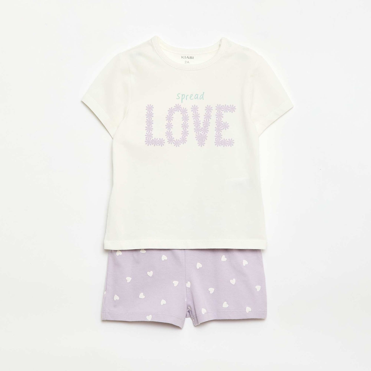 Ensemble pyjama court t-shirt + short - 2 pièces BLANC
