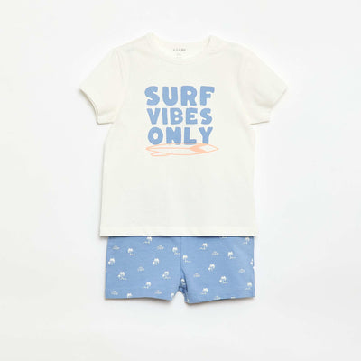 Ensemble pyjama court t-shirt + short - 2 pièces BLANC