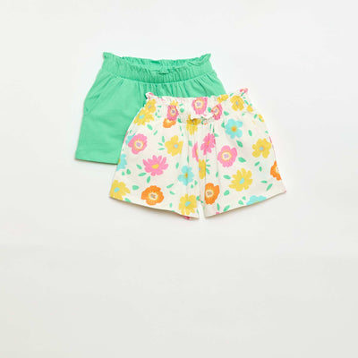 Lot de 2 shorts à la taille élastiquée BLANC