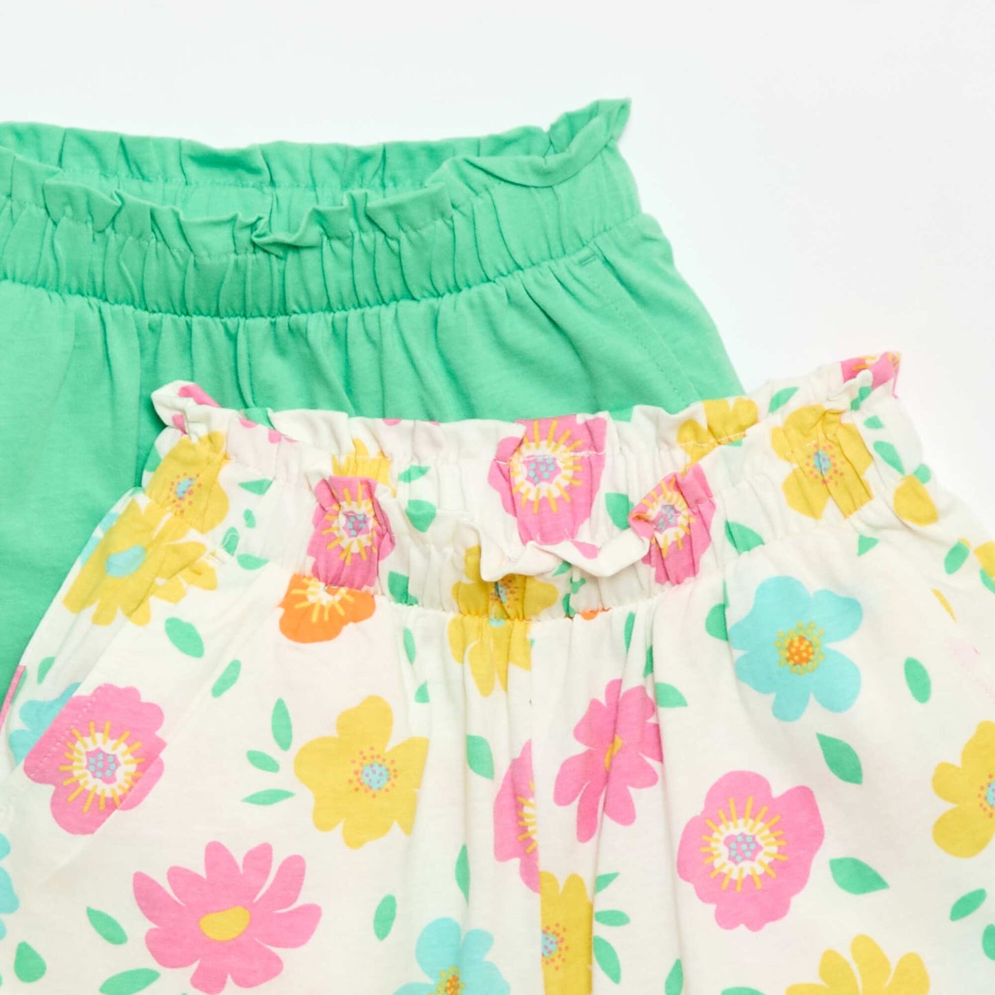 Lot de 2 shorts à la taille élastiquée BLANC