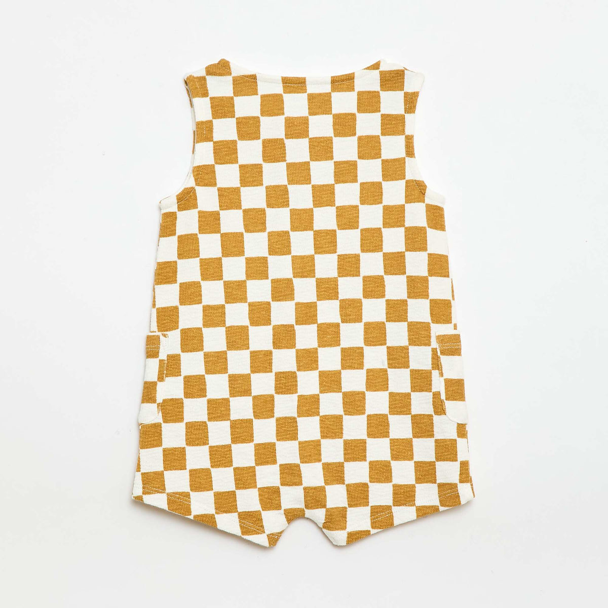 Barboteuse en baby Terry à carreaux JAUNE