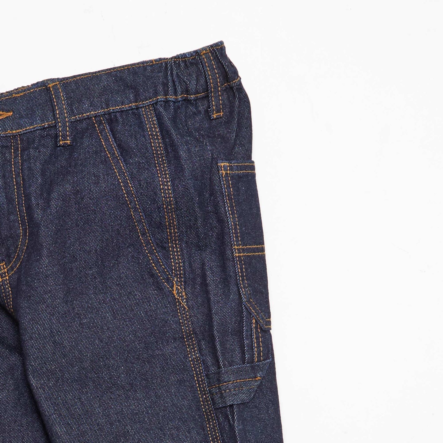 Pantalon denim relaxed en coton uni BLEU