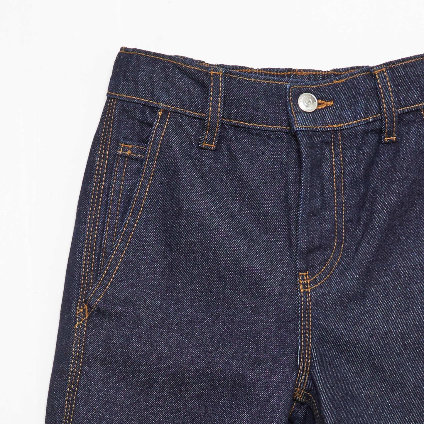 Pantalon denim relaxed en coton uni BLEU