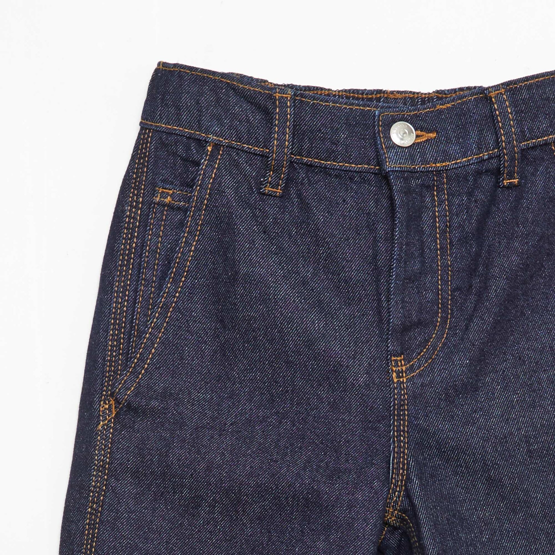 Pantalon denim relaxed en coton uni BLEU