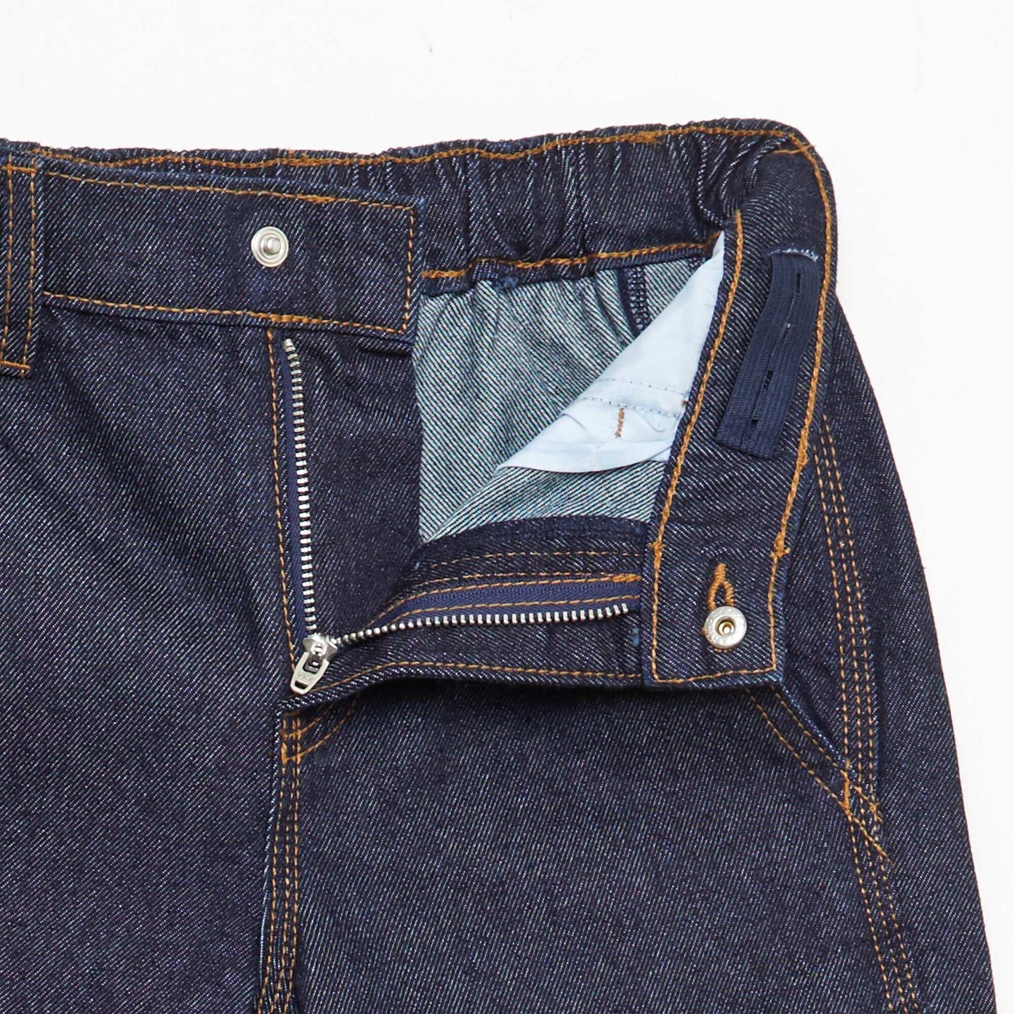 Pantalon denim relaxed en coton uni BLEU