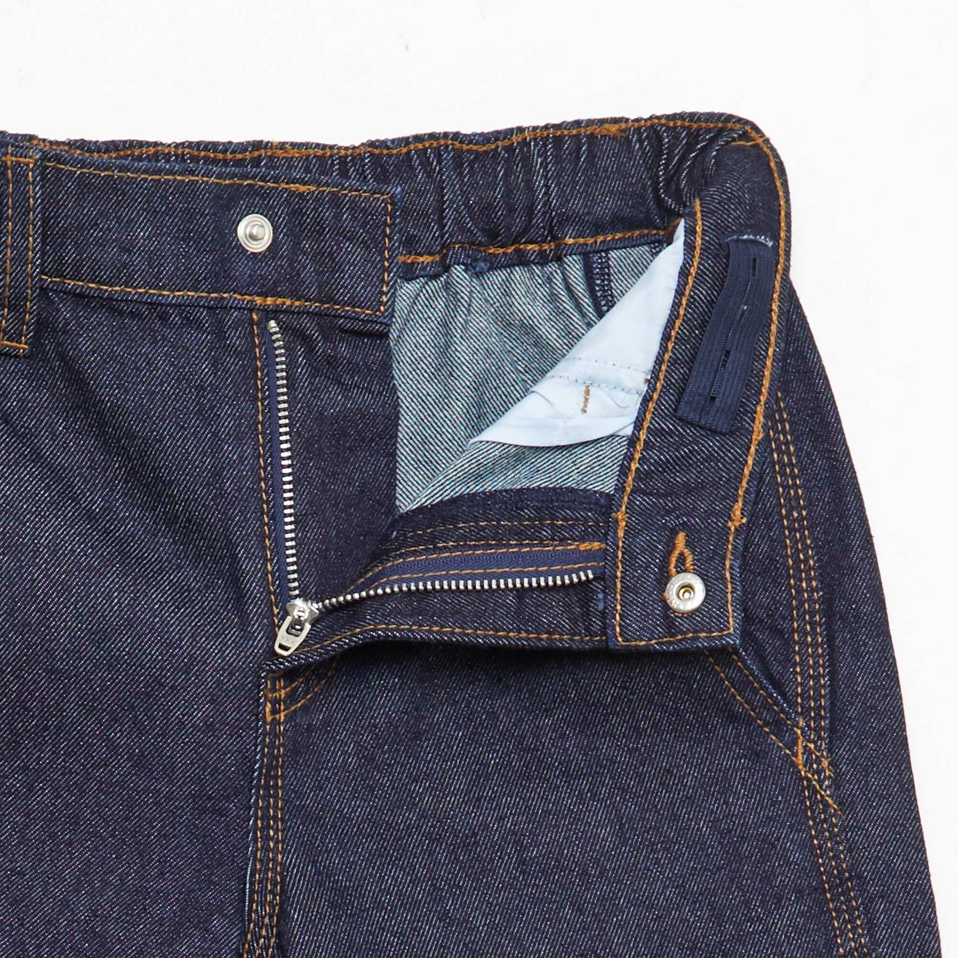 Pantalon denim relaxed en coton uni BLEU