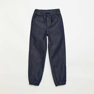 Pantalon denim coupe jogging BLEU