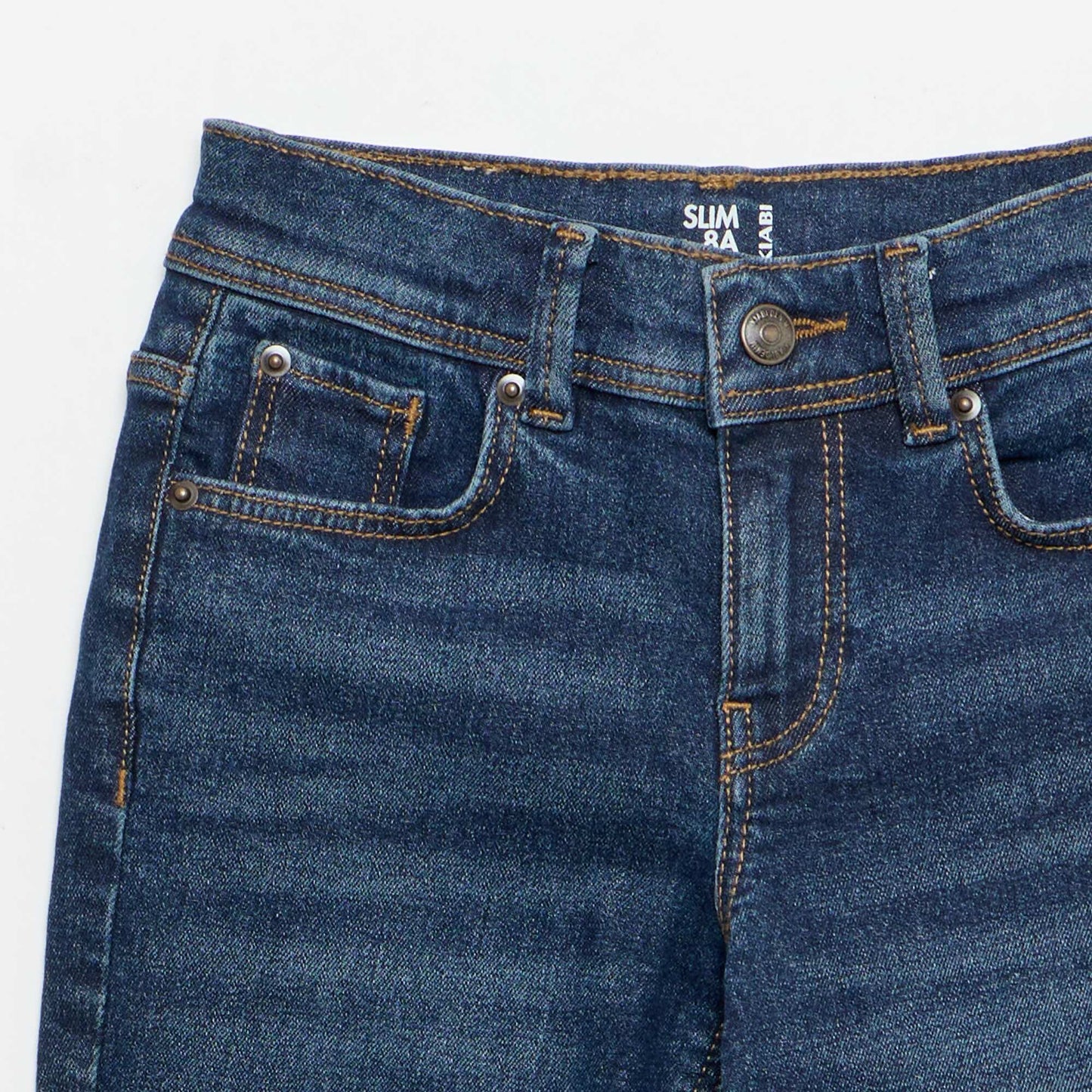 Jean slim avec taille ajustable BLEU