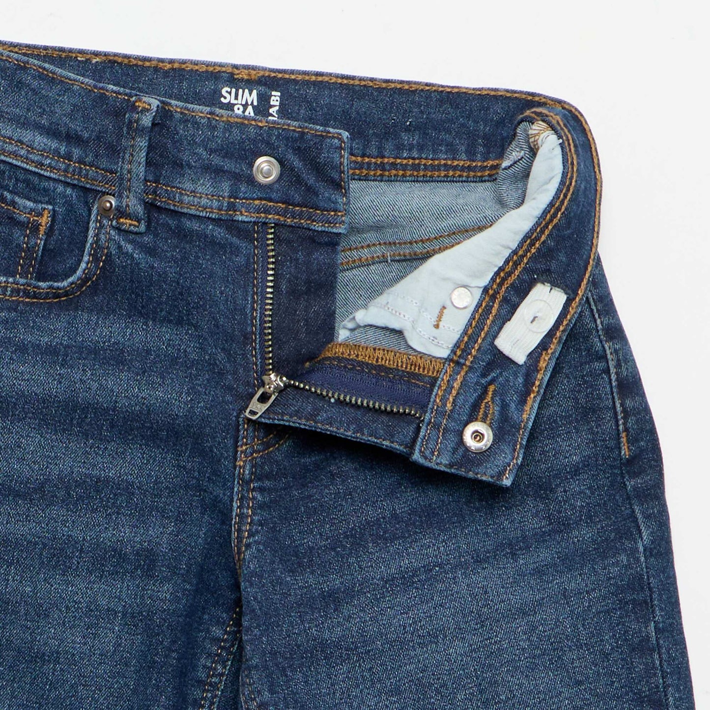 Jean slim avec taille ajustable BLEU