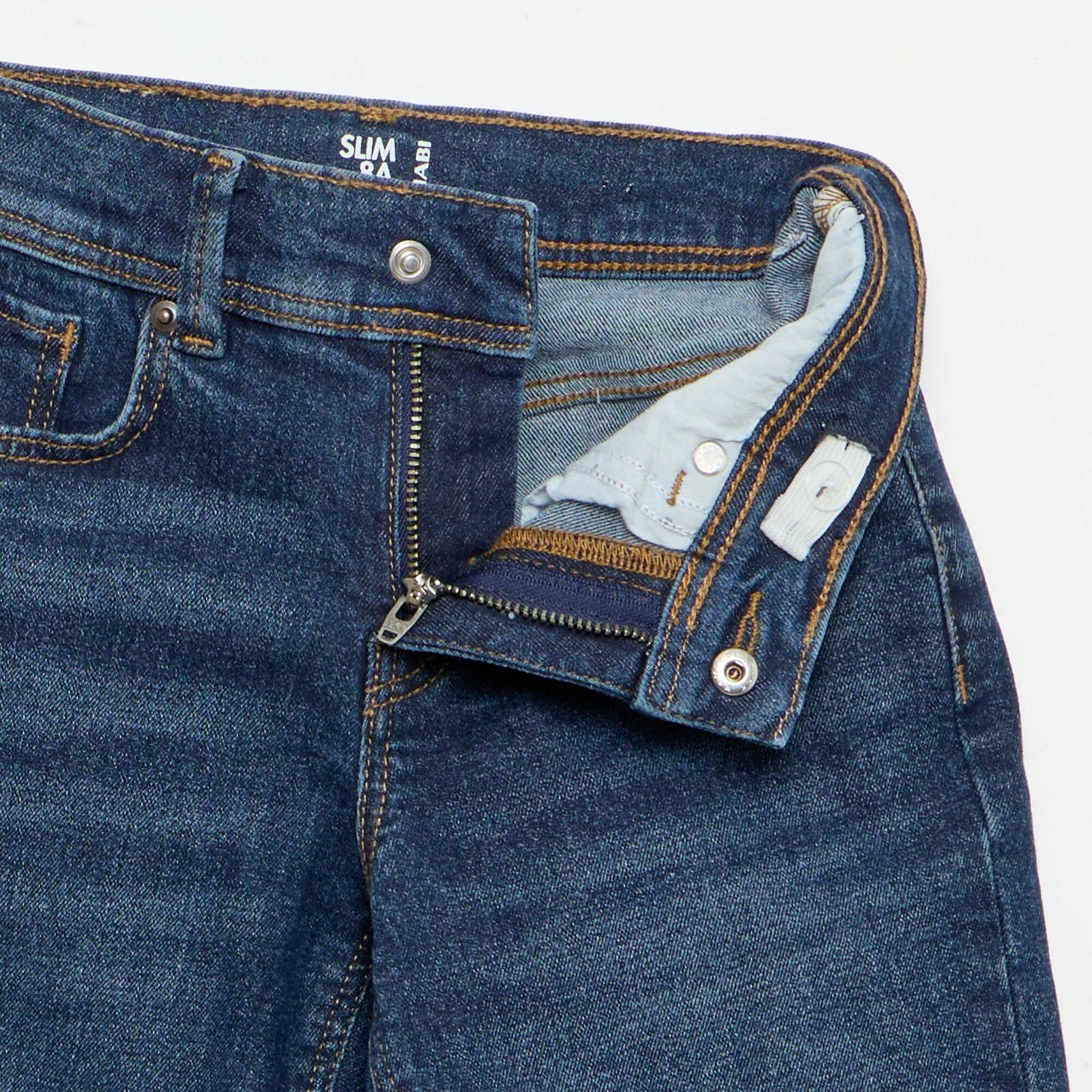 Jean slim avec taille ajustable BLEU