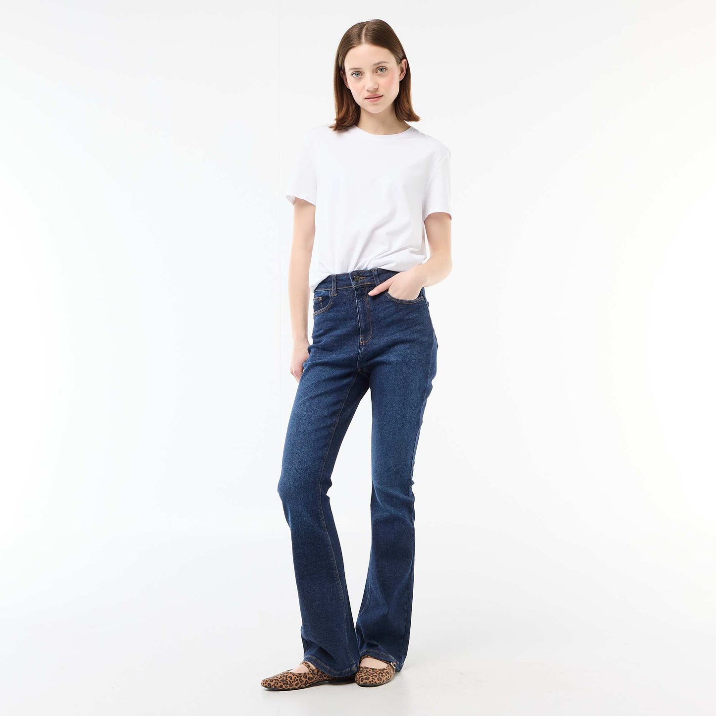 Jean flare taille haute BLEU