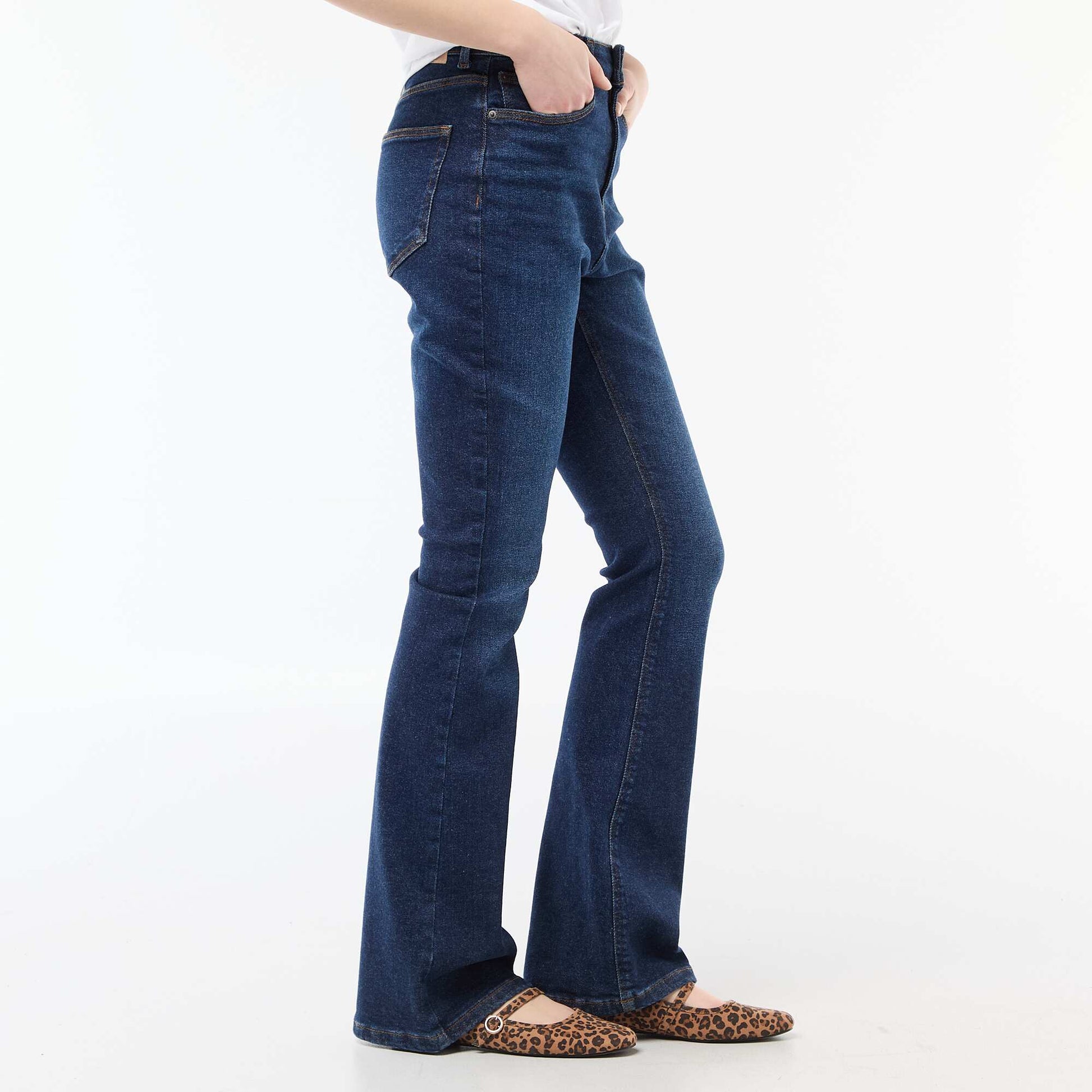 Jean flare taille haute BLEU