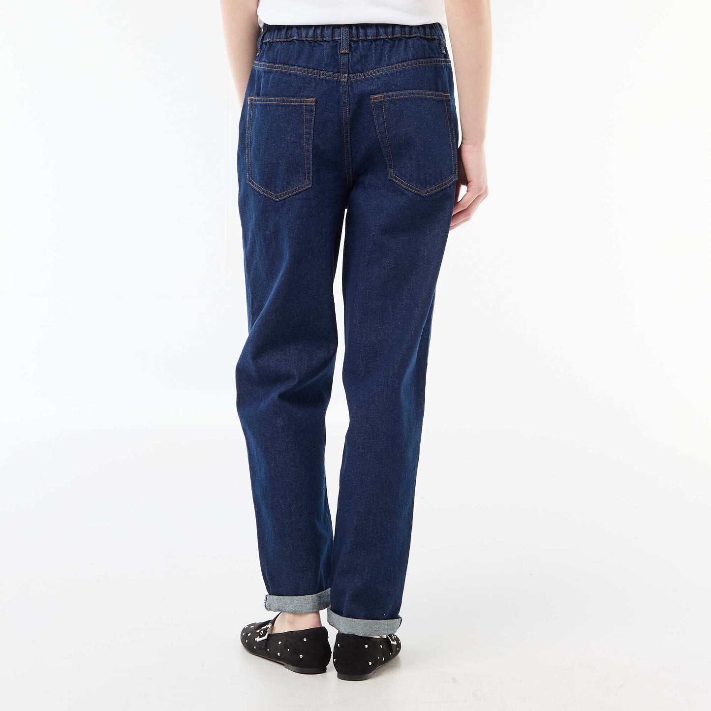 Jean paperbag coupe mom BLEU