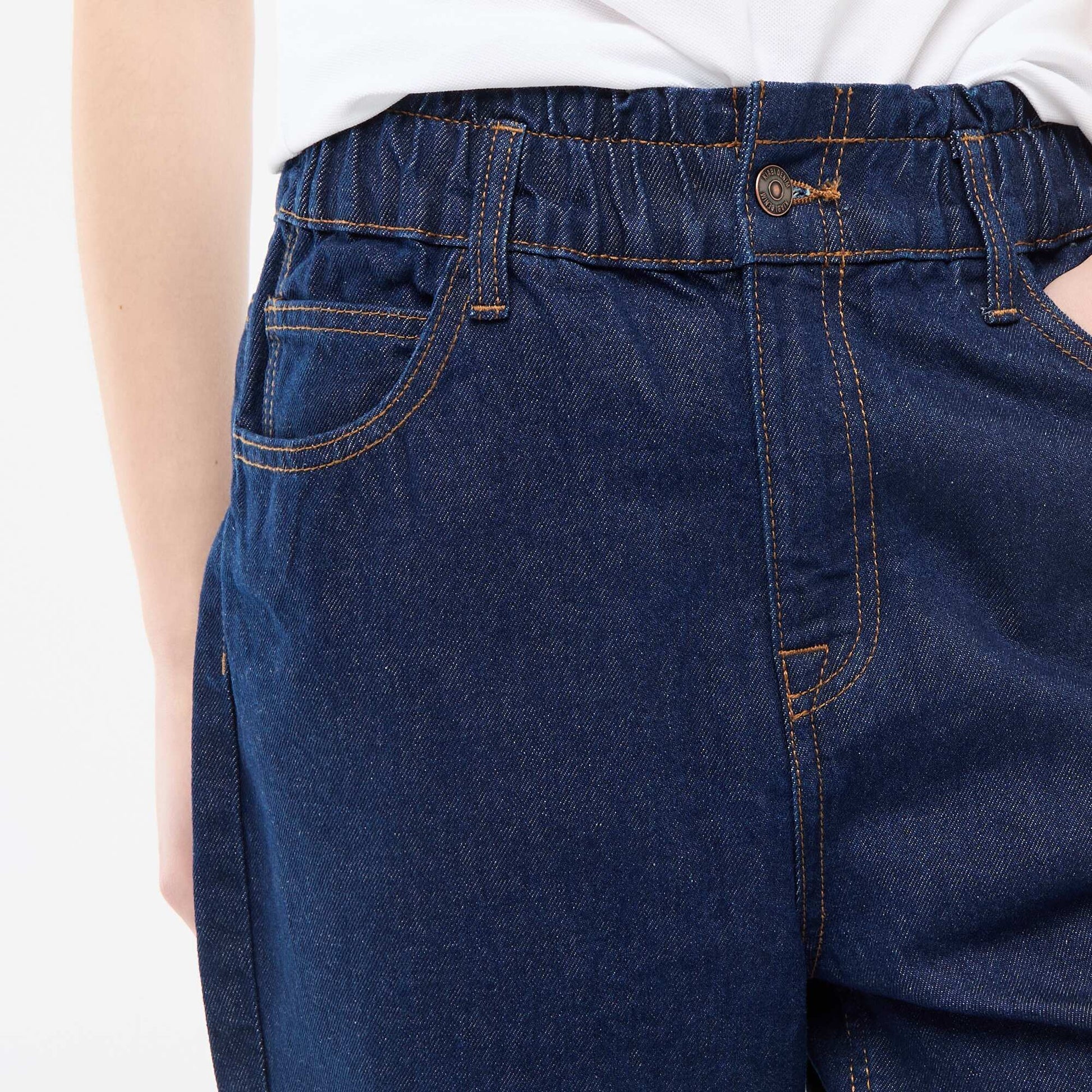 Jean paperbag coupe mom BLEU