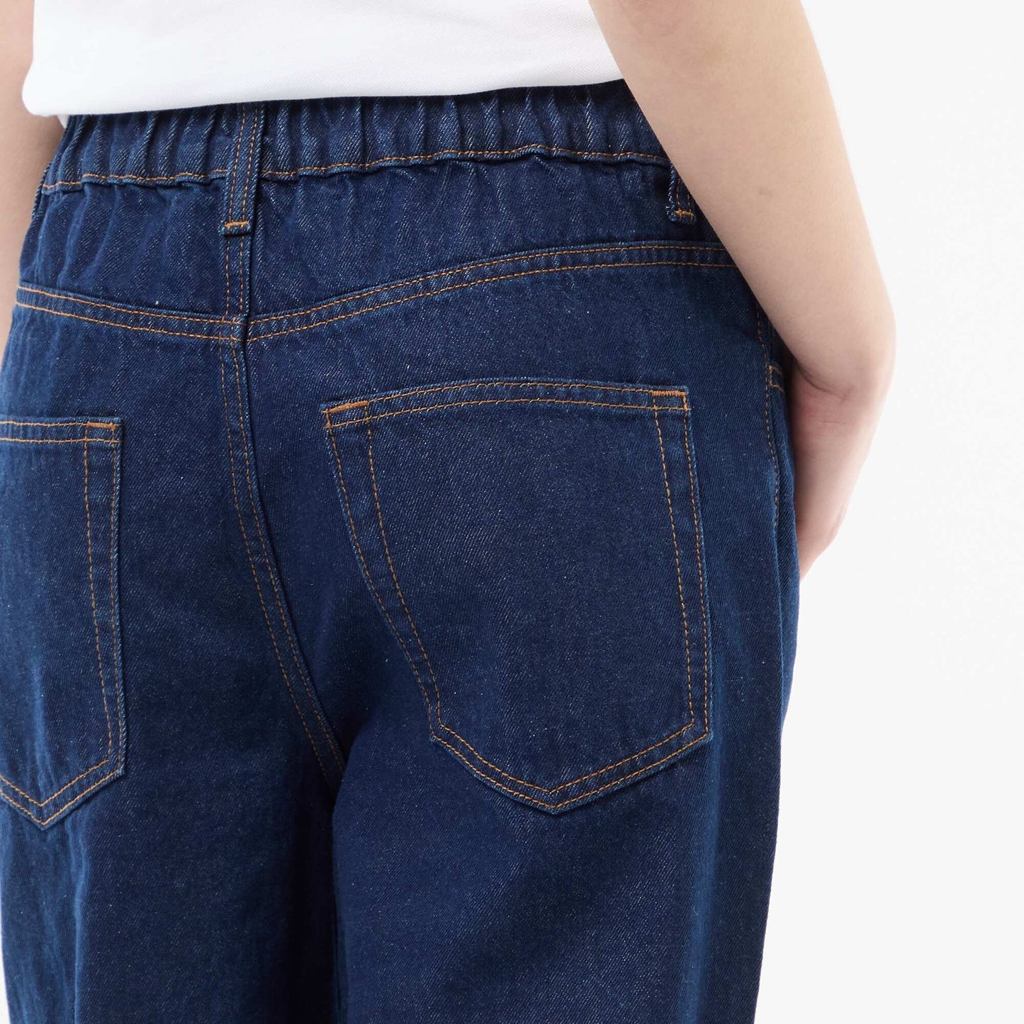 Jean paperbag coupe mom BLEU