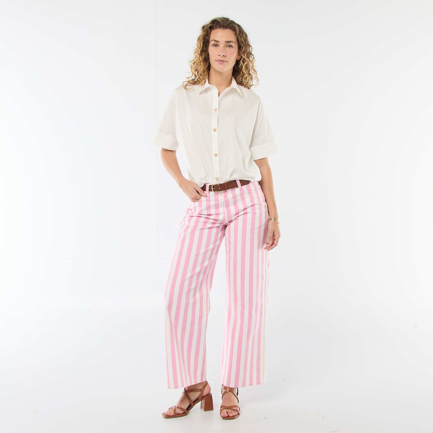 Chemise large à boutons étoiles BLANC
