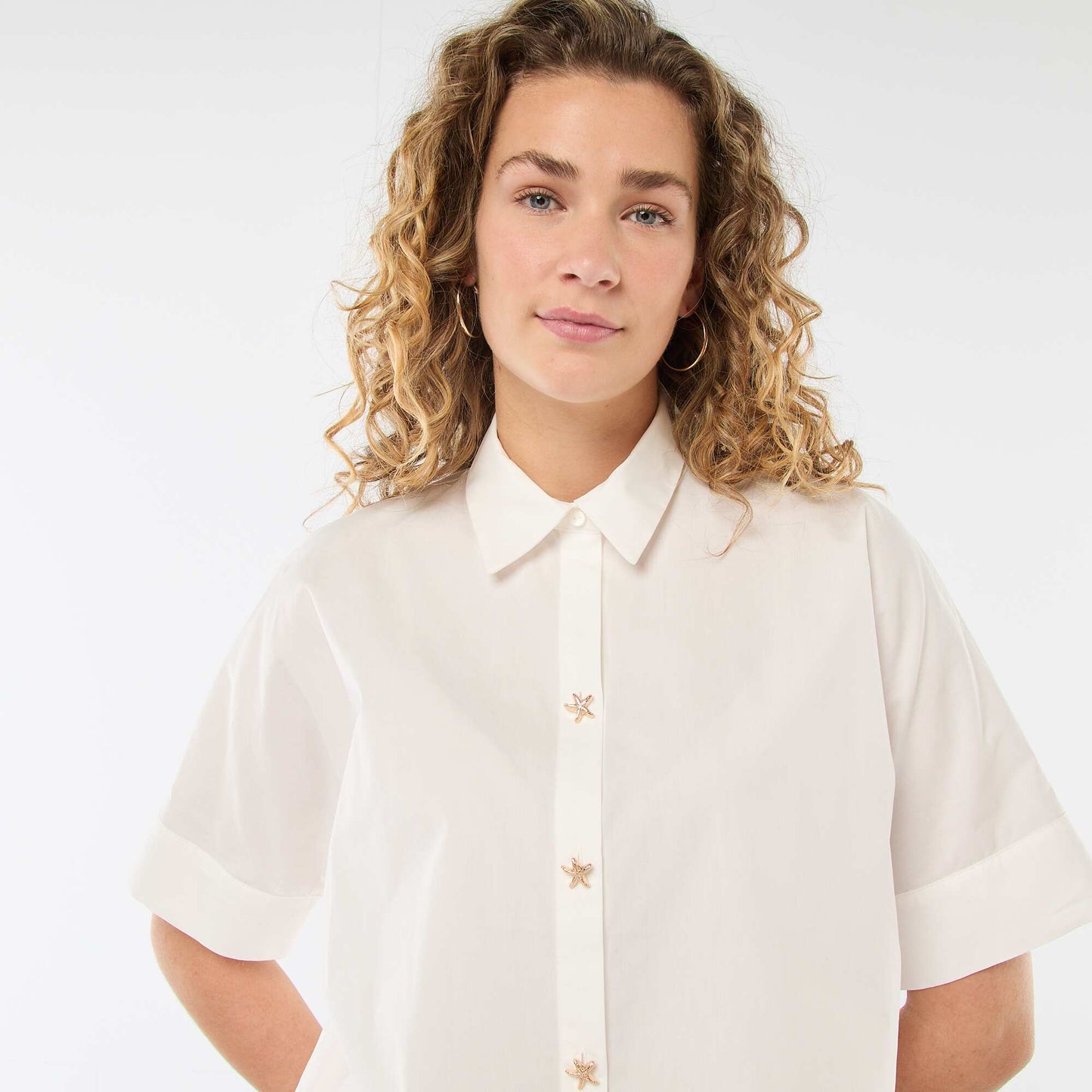 Chemise large à boutons étoiles BLANC