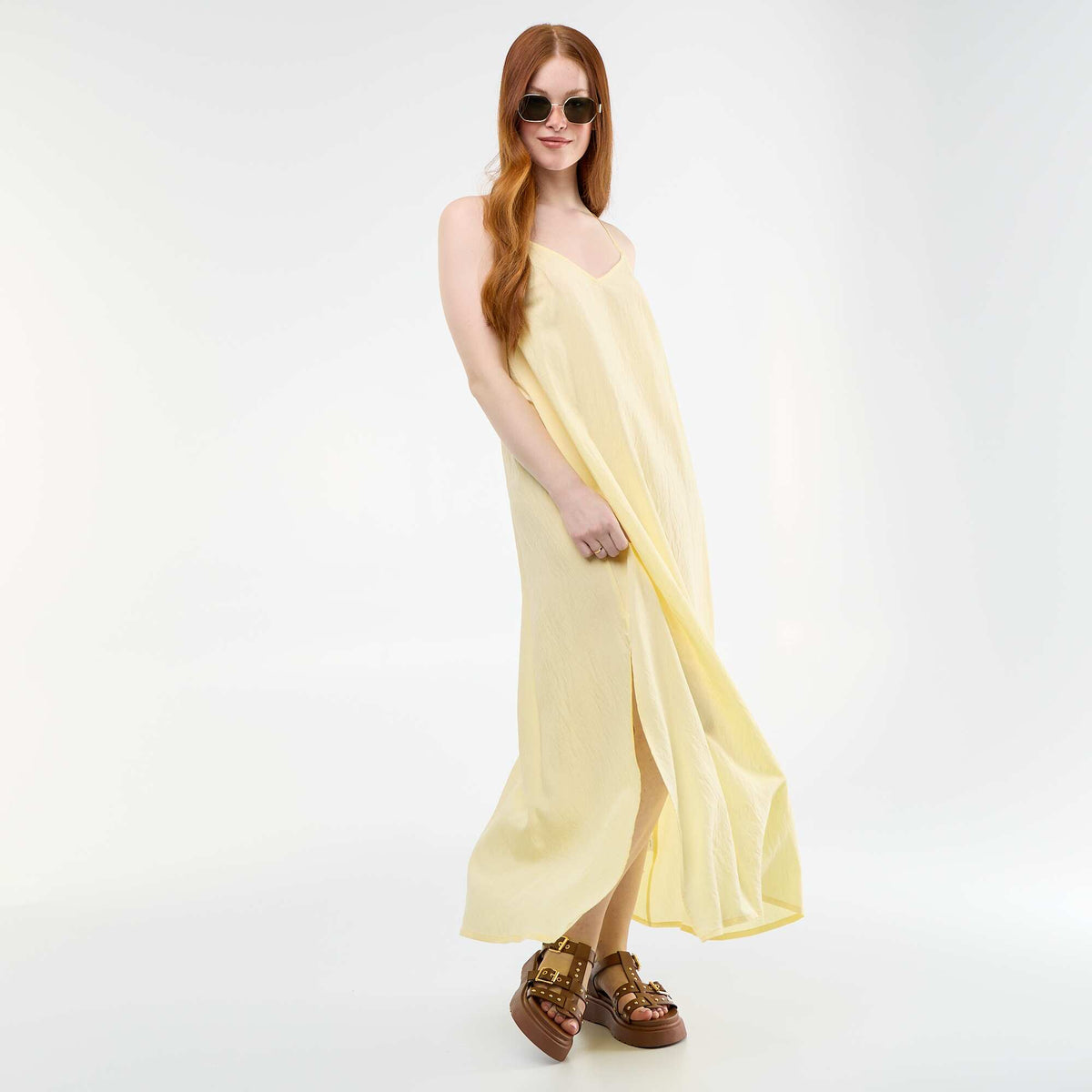 Robe longue fluide JAUNE