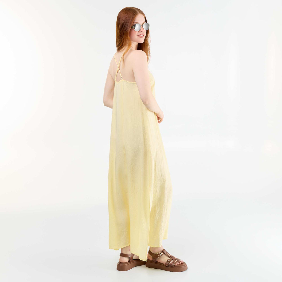 Robe longue fluide JAUNE
