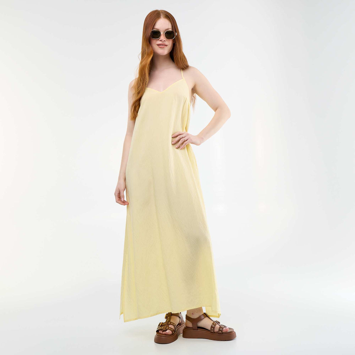 Robe longue fluide JAUNE