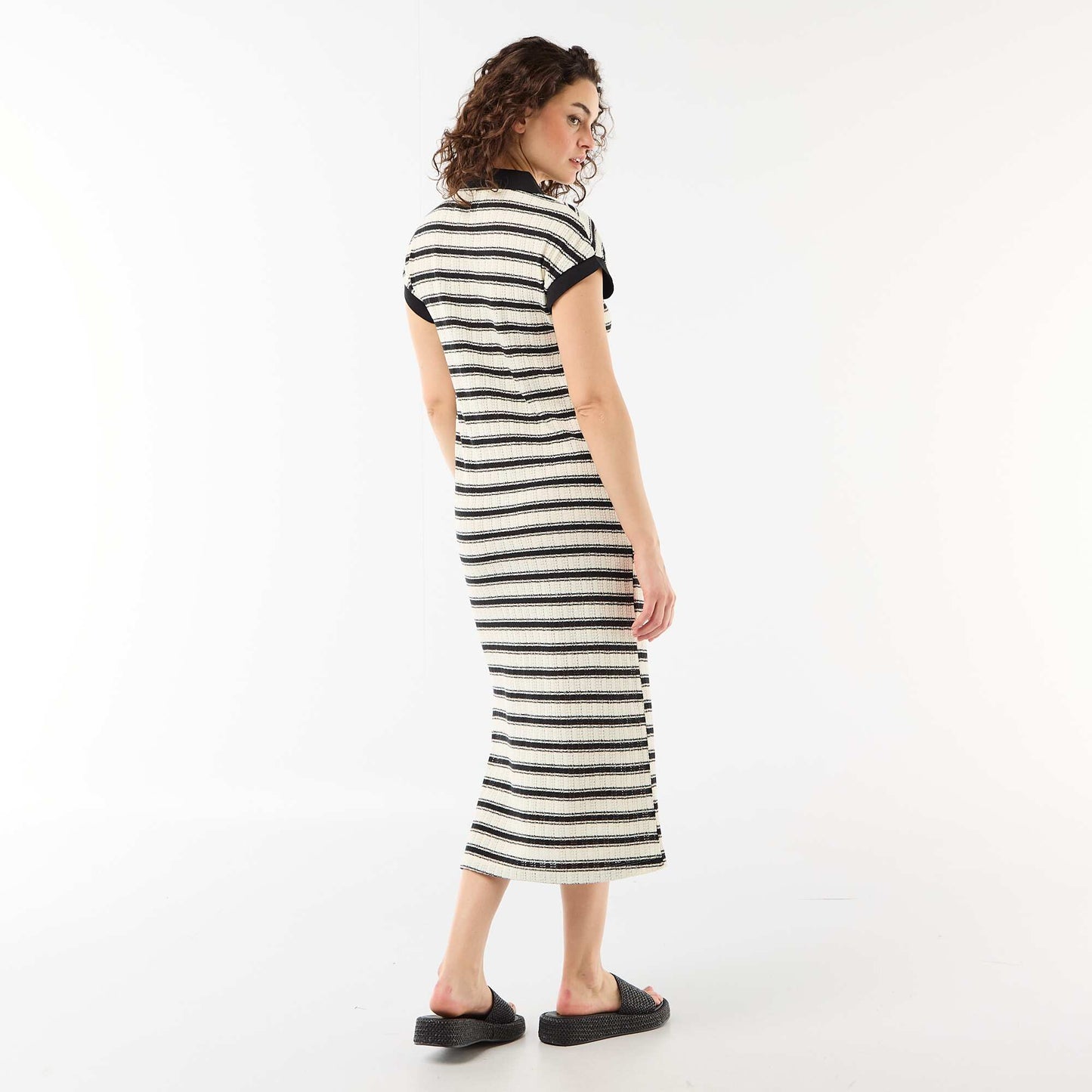 Robe longue col polo NOIR