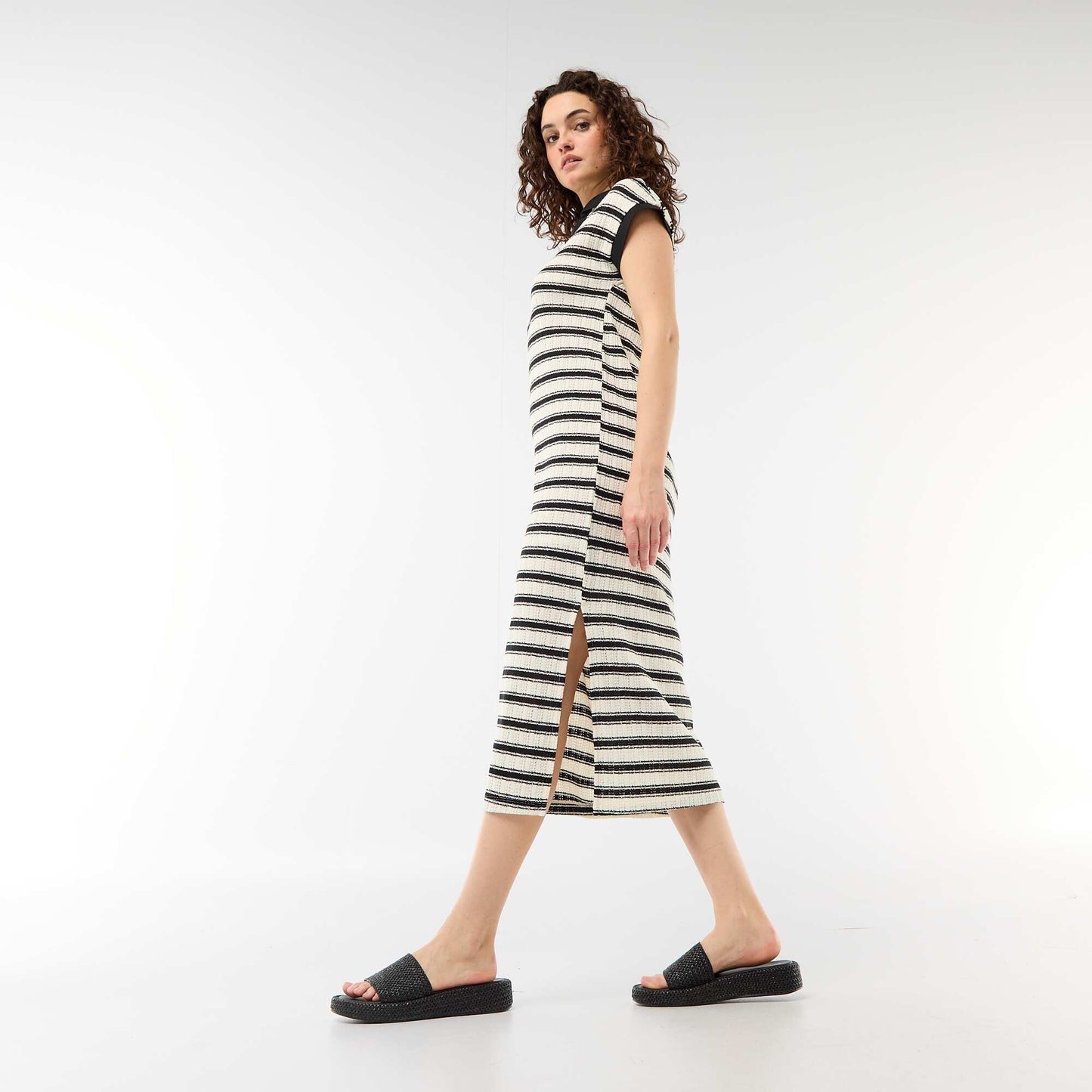 Robe longue col polo NOIR