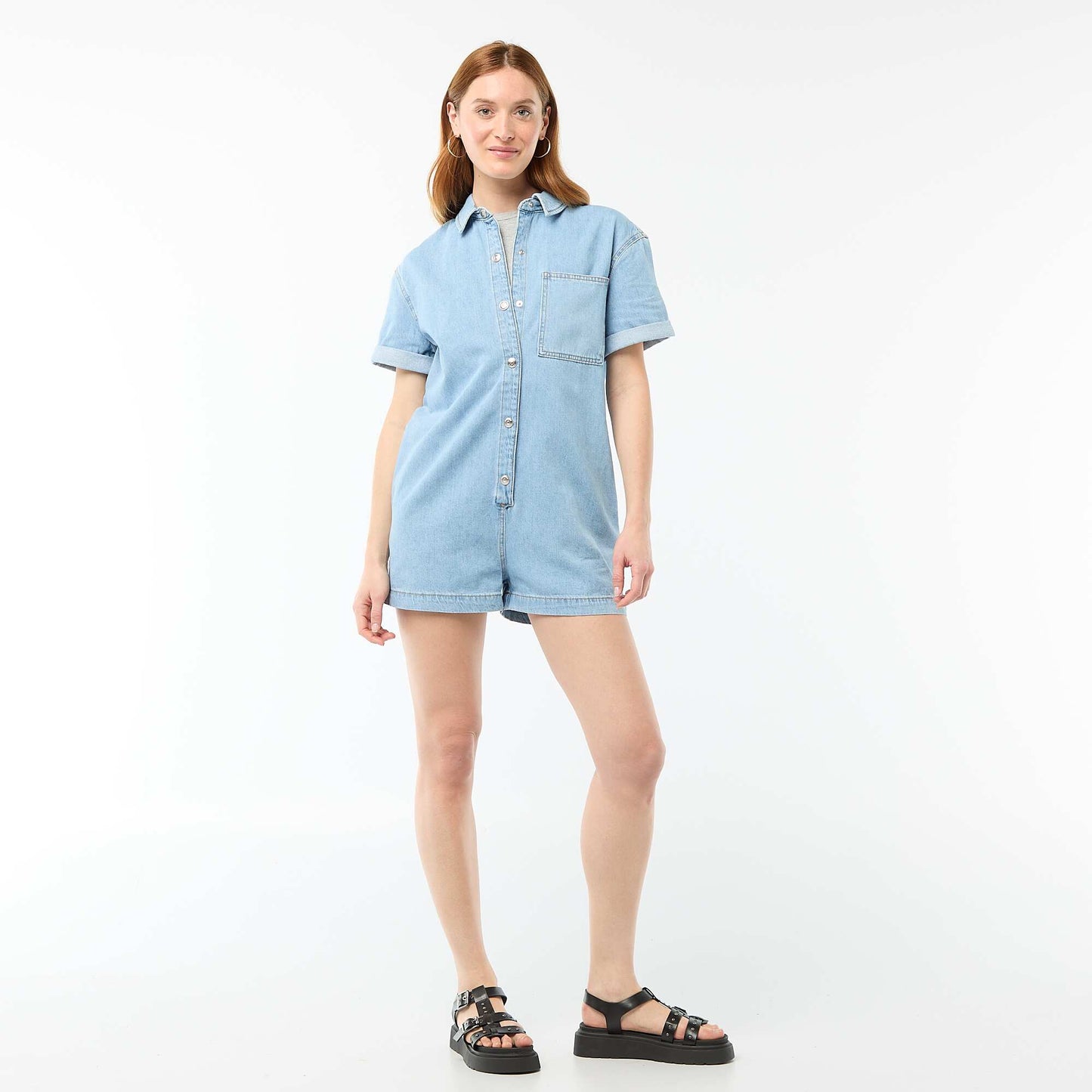 Combinaison en jean courte BLEU