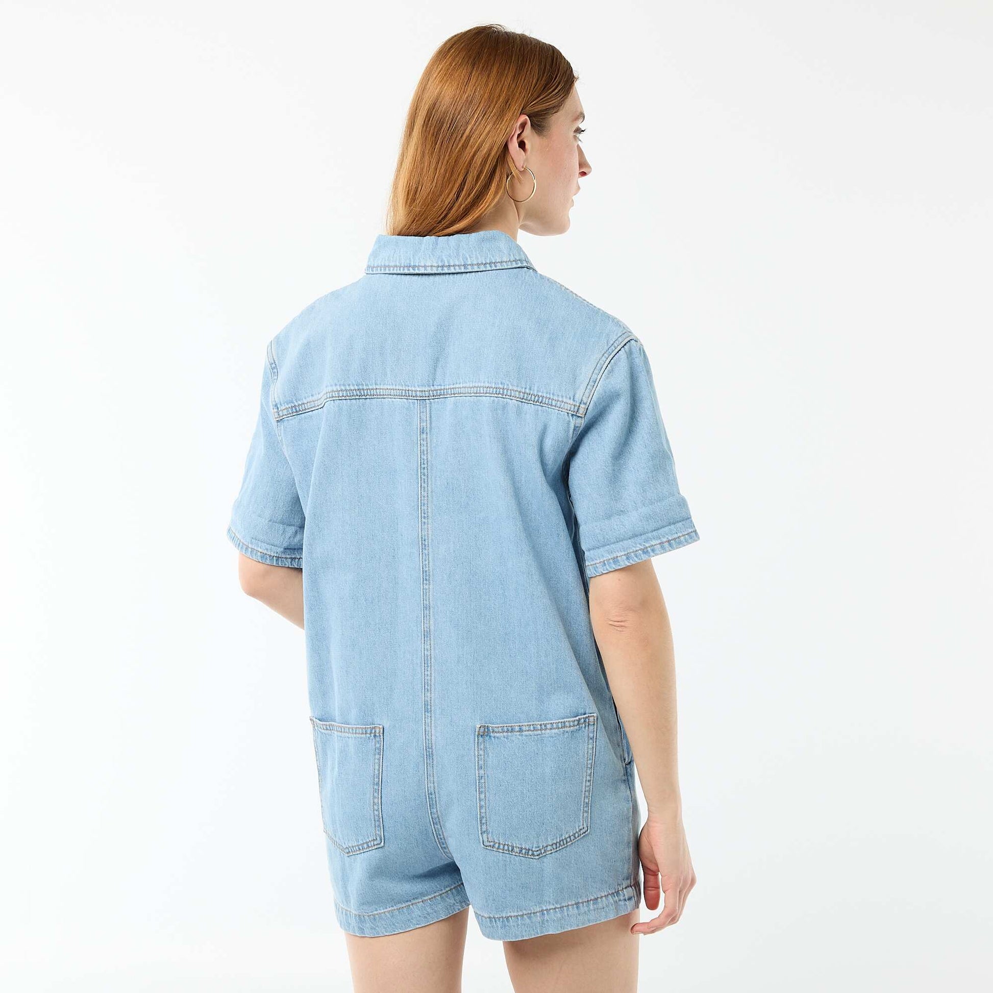 Combinaison en jean courte BLEU