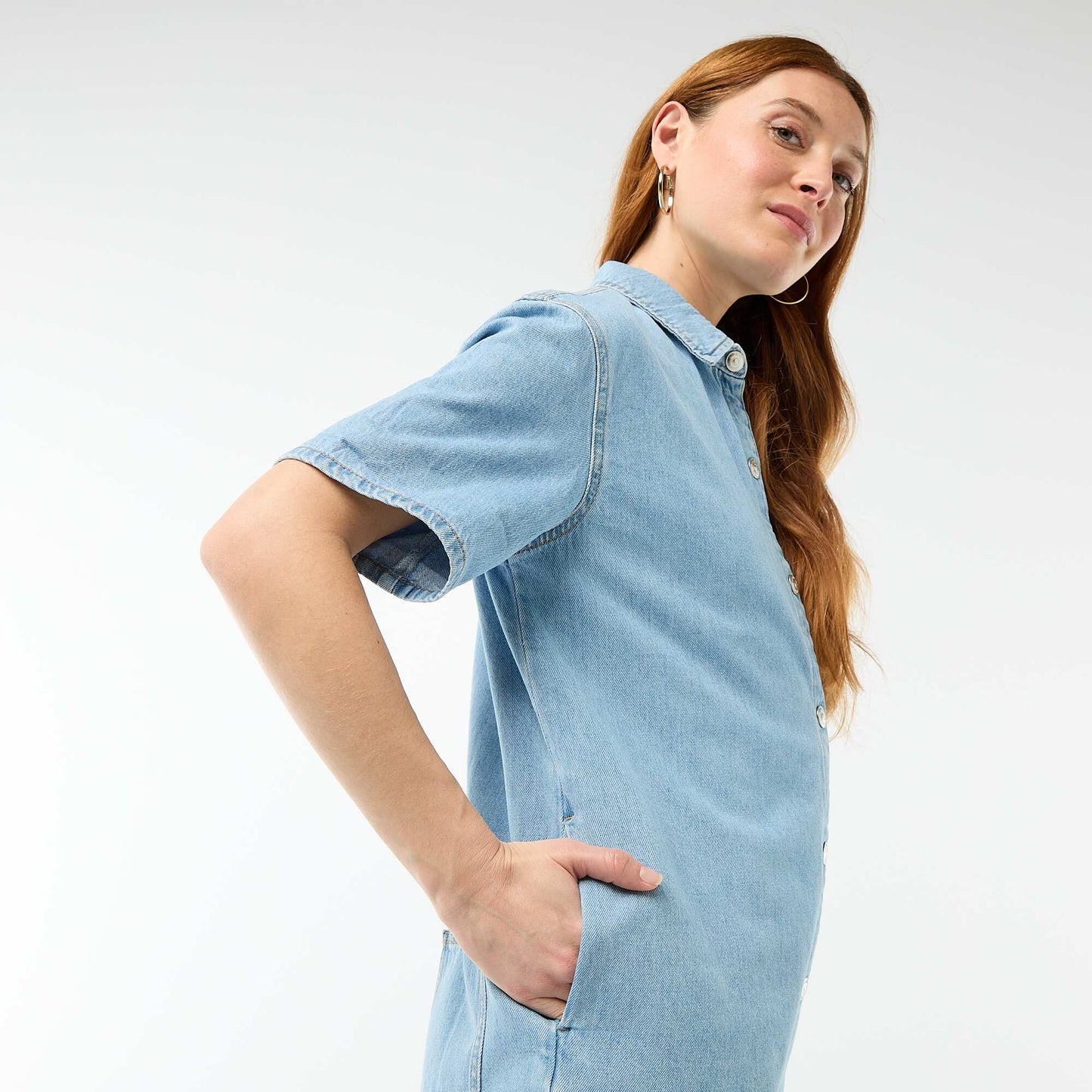 Combinaison en jean courte BLEU