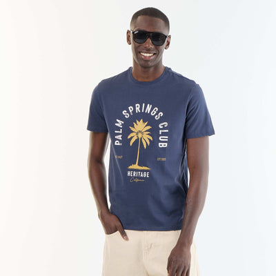T-shirt imprimé fantaisie à manches courtes BLEU