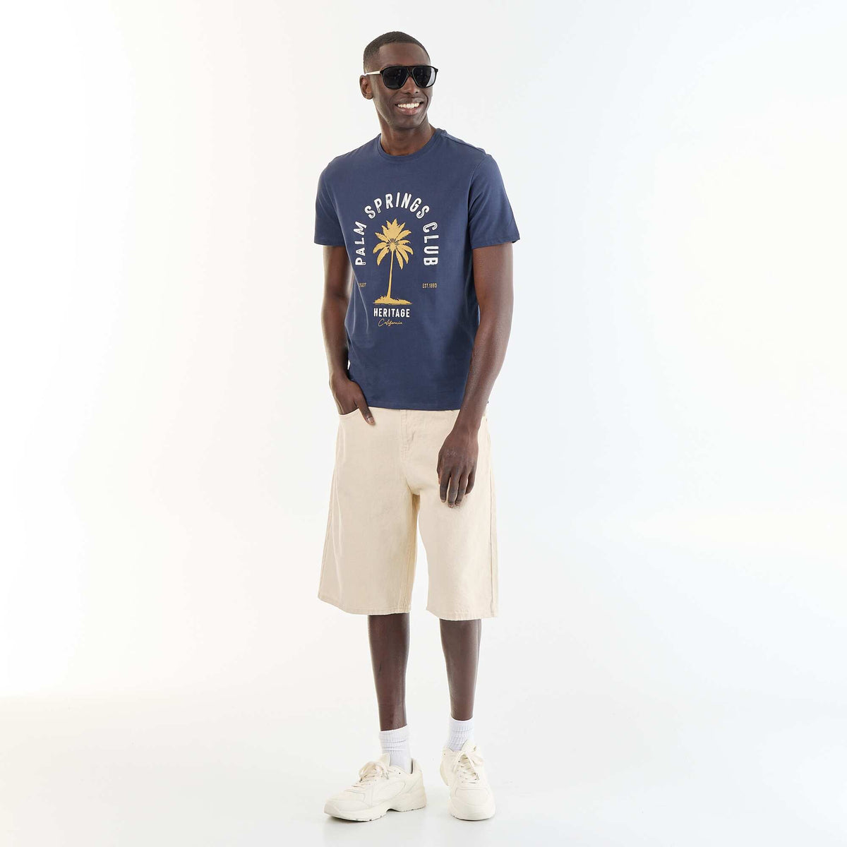 T-shirt imprimé fantaisie à manches courtes BLEU