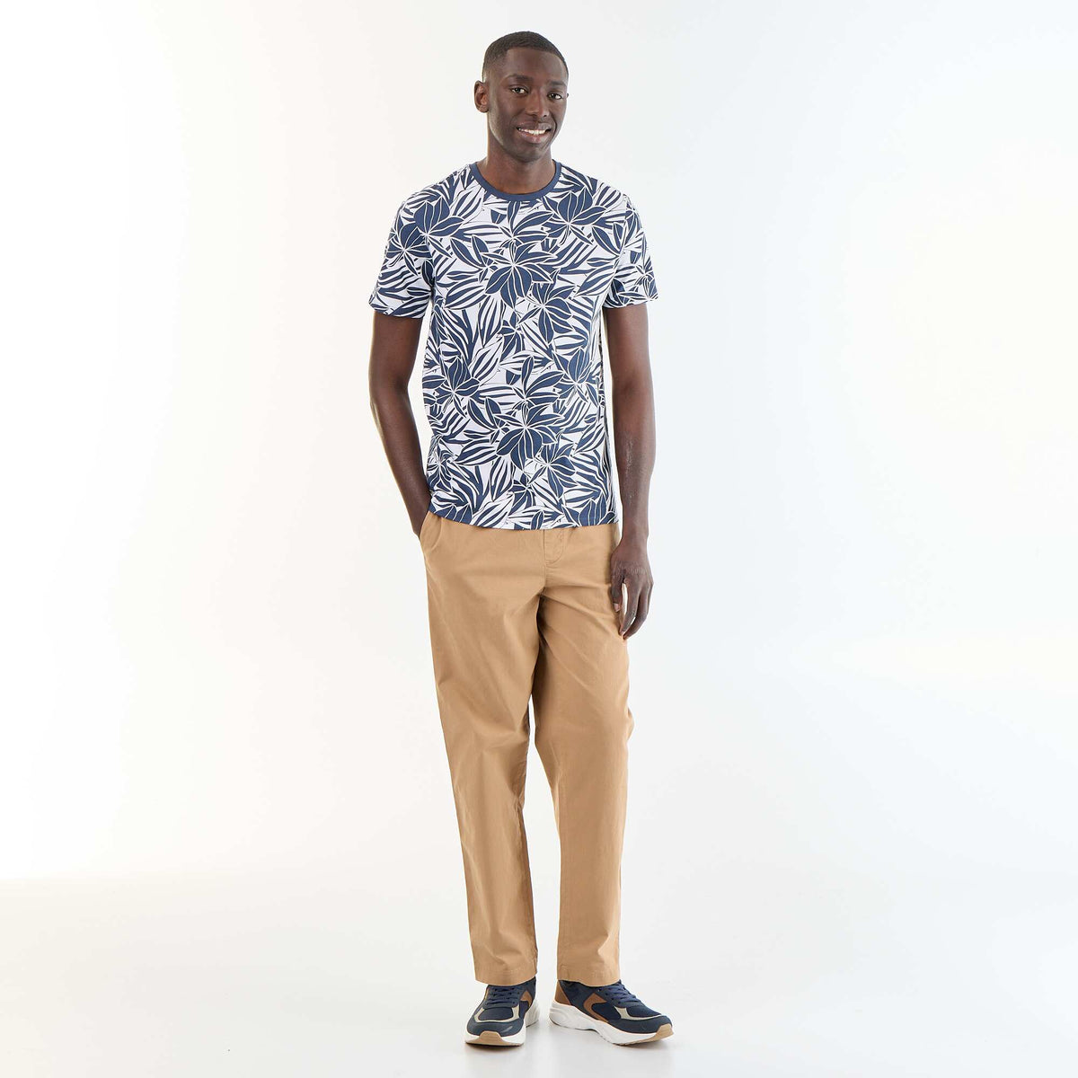 T-shirt imprimé fantaisie à manches courtes BLEU