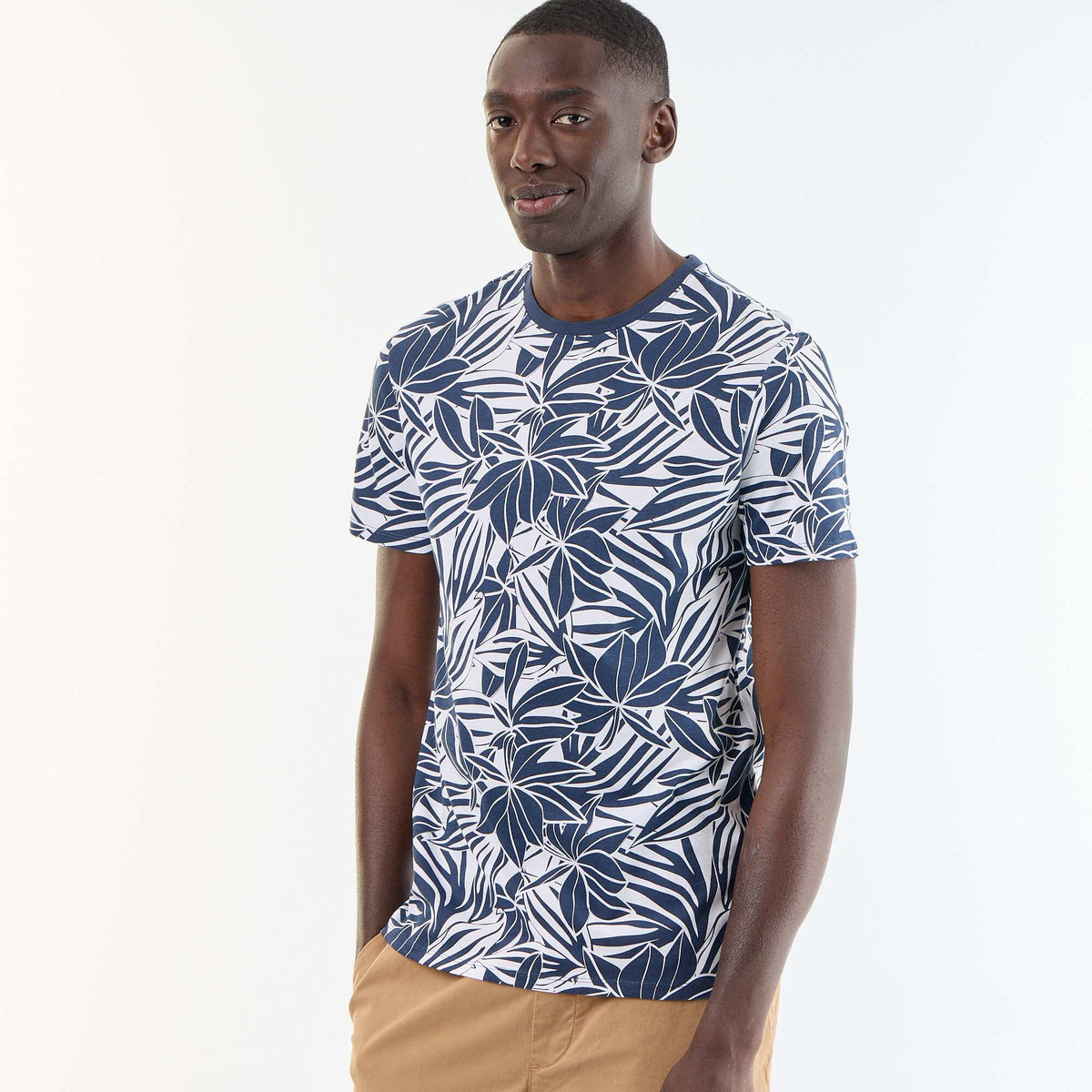 T-shirt imprimé fantaisie à manches courtes BLEU