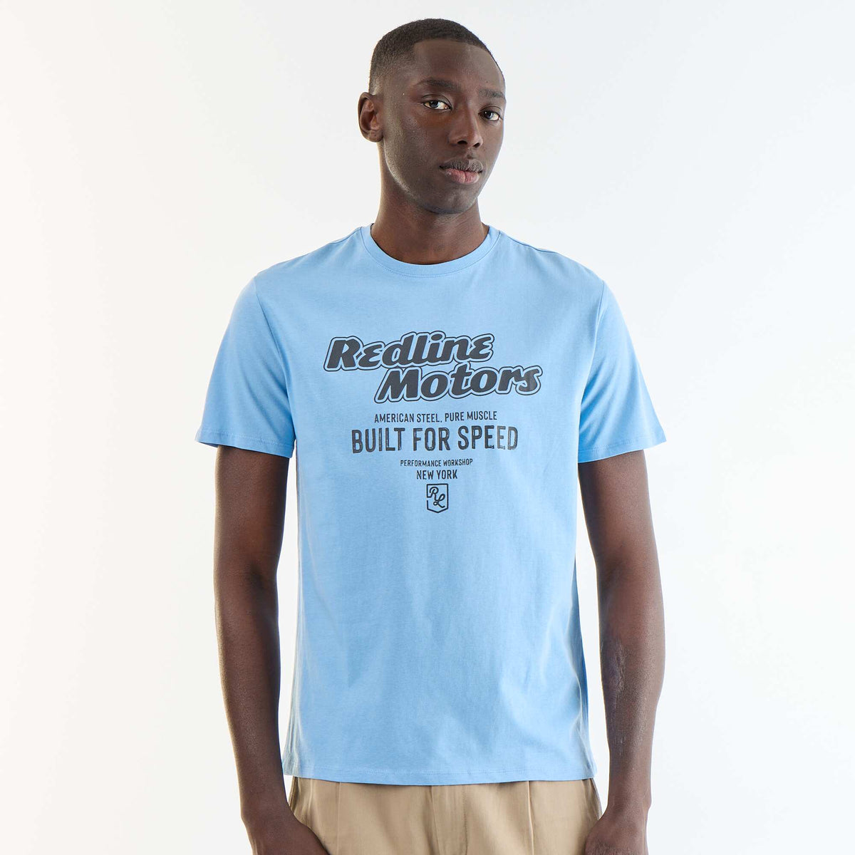 T-shirt imprimé fantaisie à manches courtes BLEU