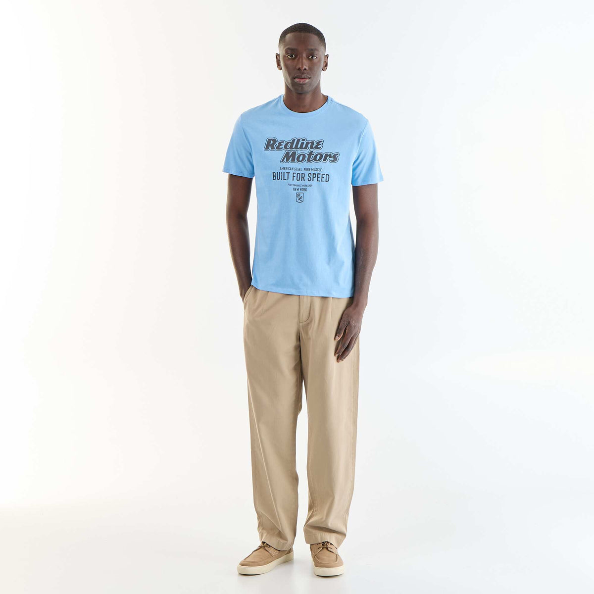 T-shirt imprimé fantaisie à manches courtes BLEU