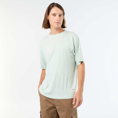 Tee-shirt uni à manches courtes et col rond BLEU