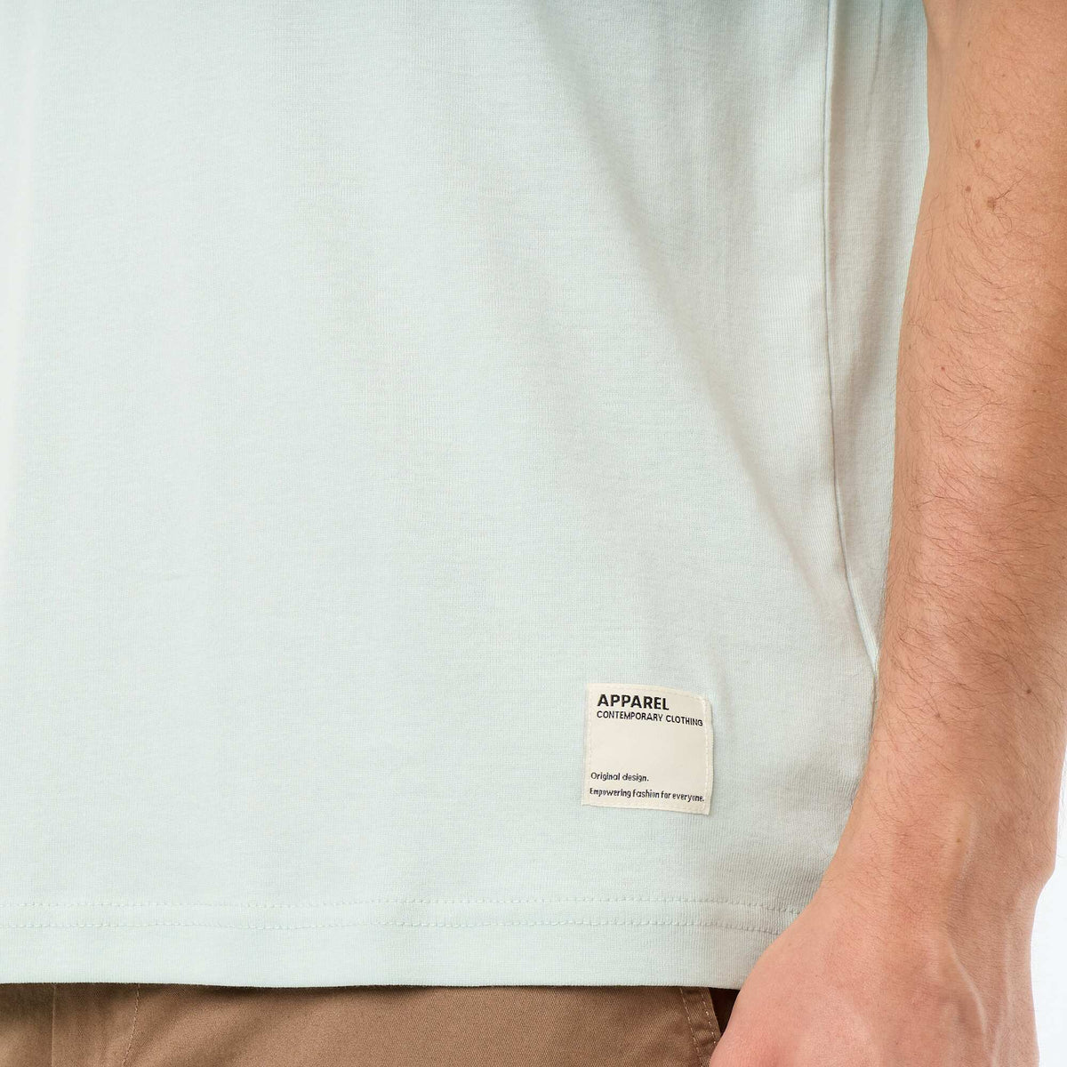 Tee-shirt uni à manches courtes et col rond BLEU