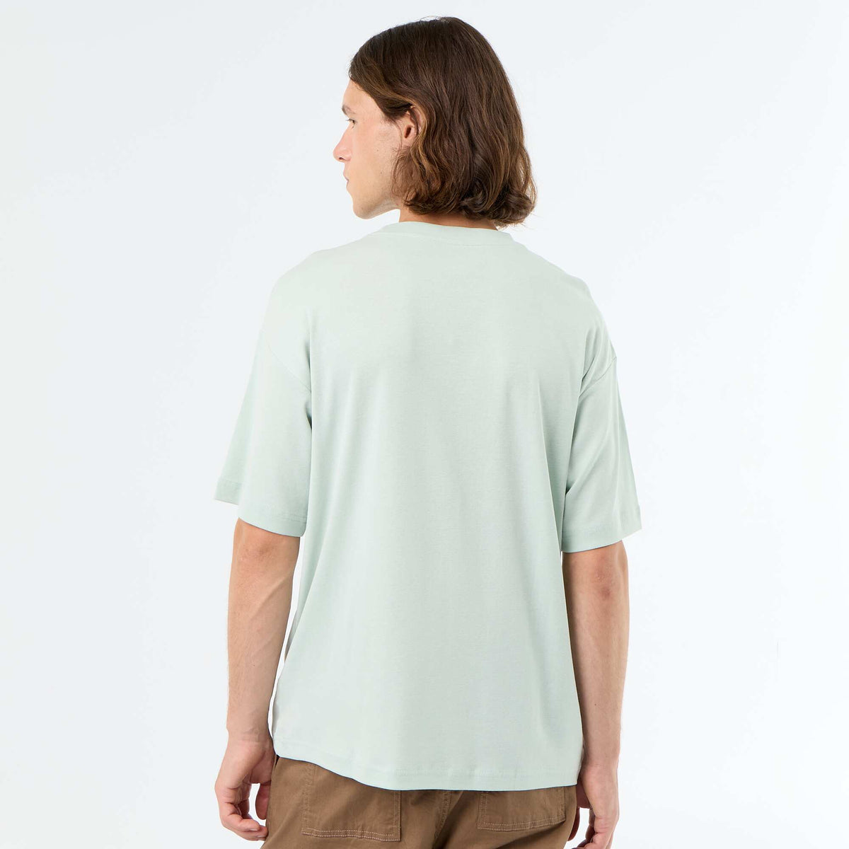 Tee-shirt uni à manches courtes et col rond BLEU