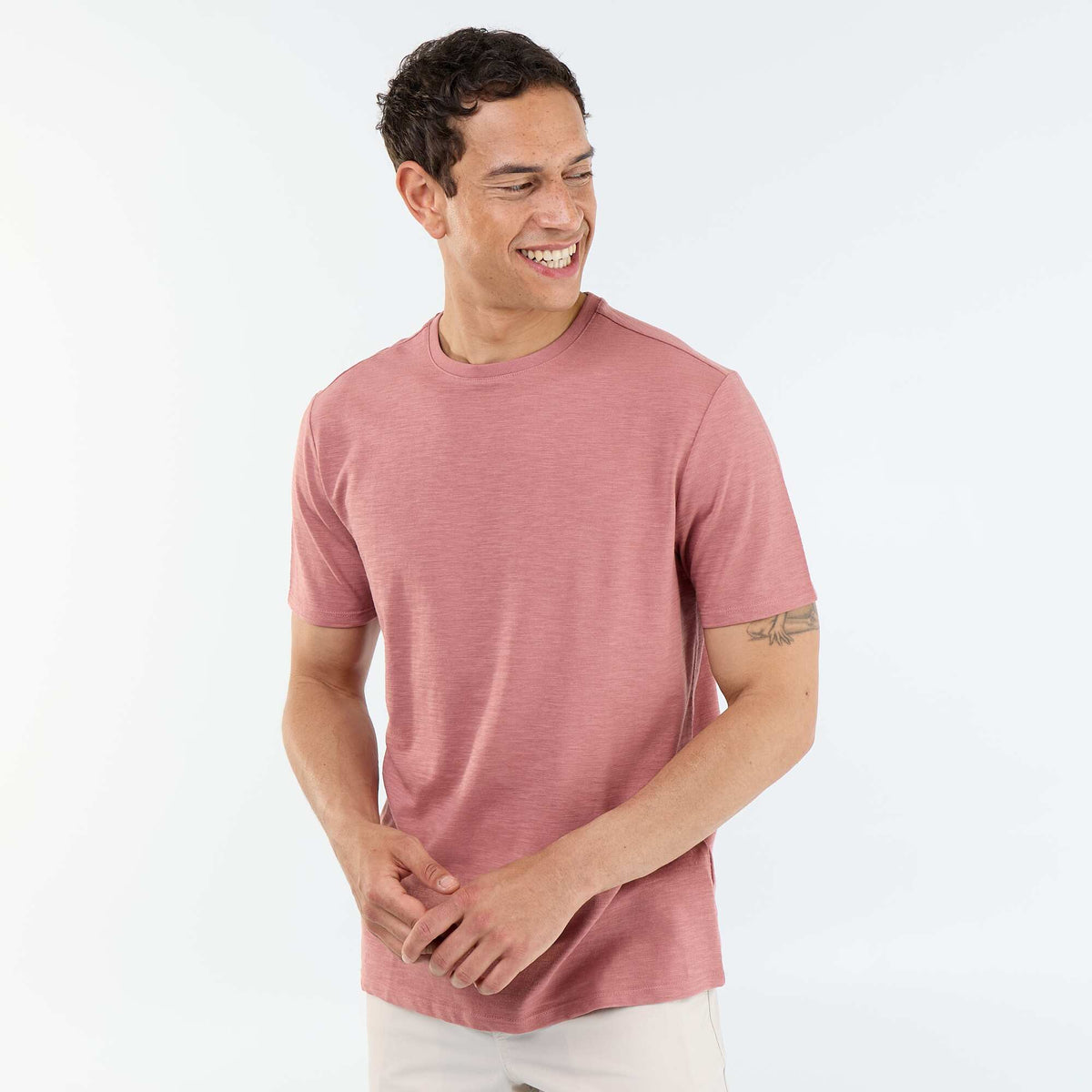Tee-shirt uni à manches courtes ROSE