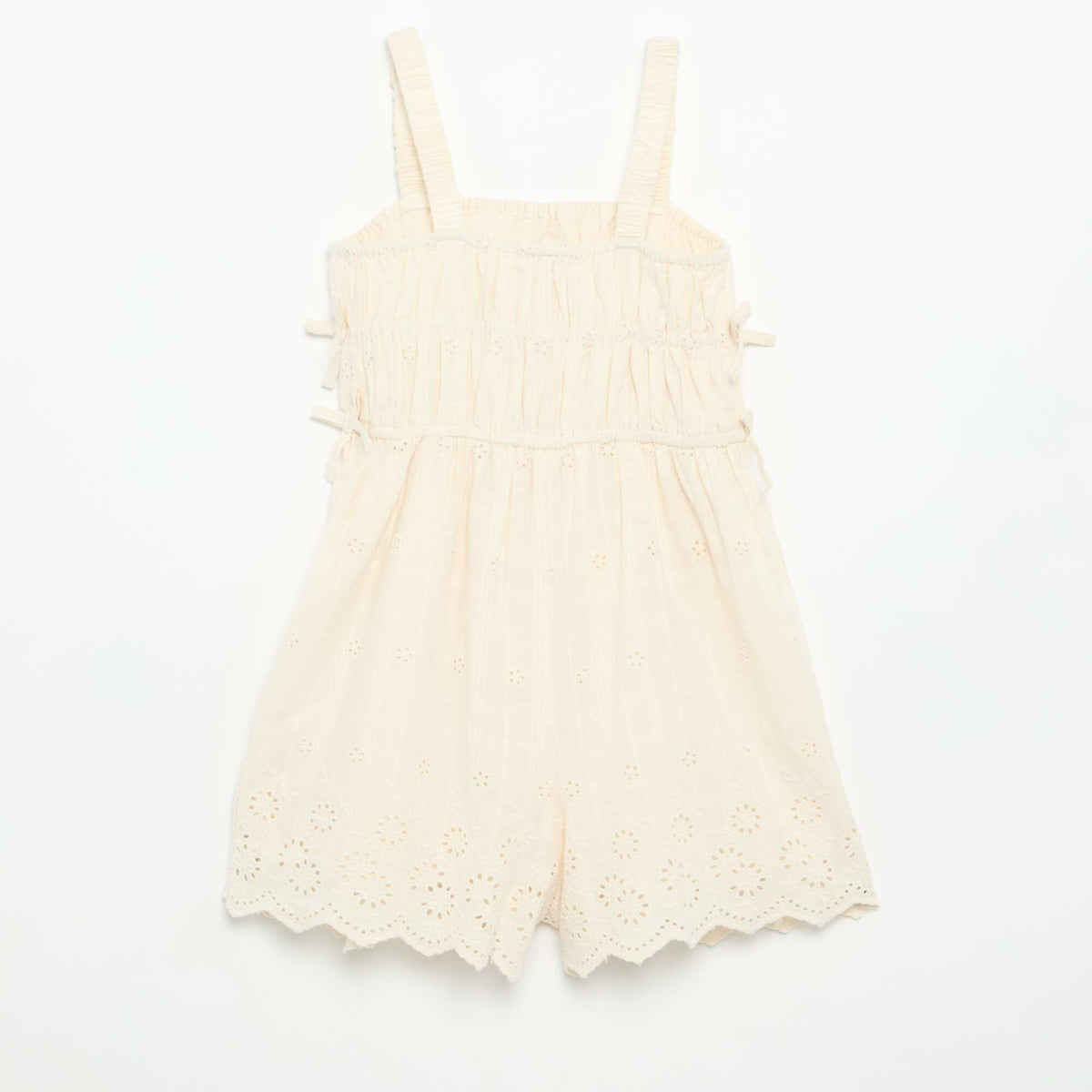 Robe à fines bretelles avec broderies all over BLANC