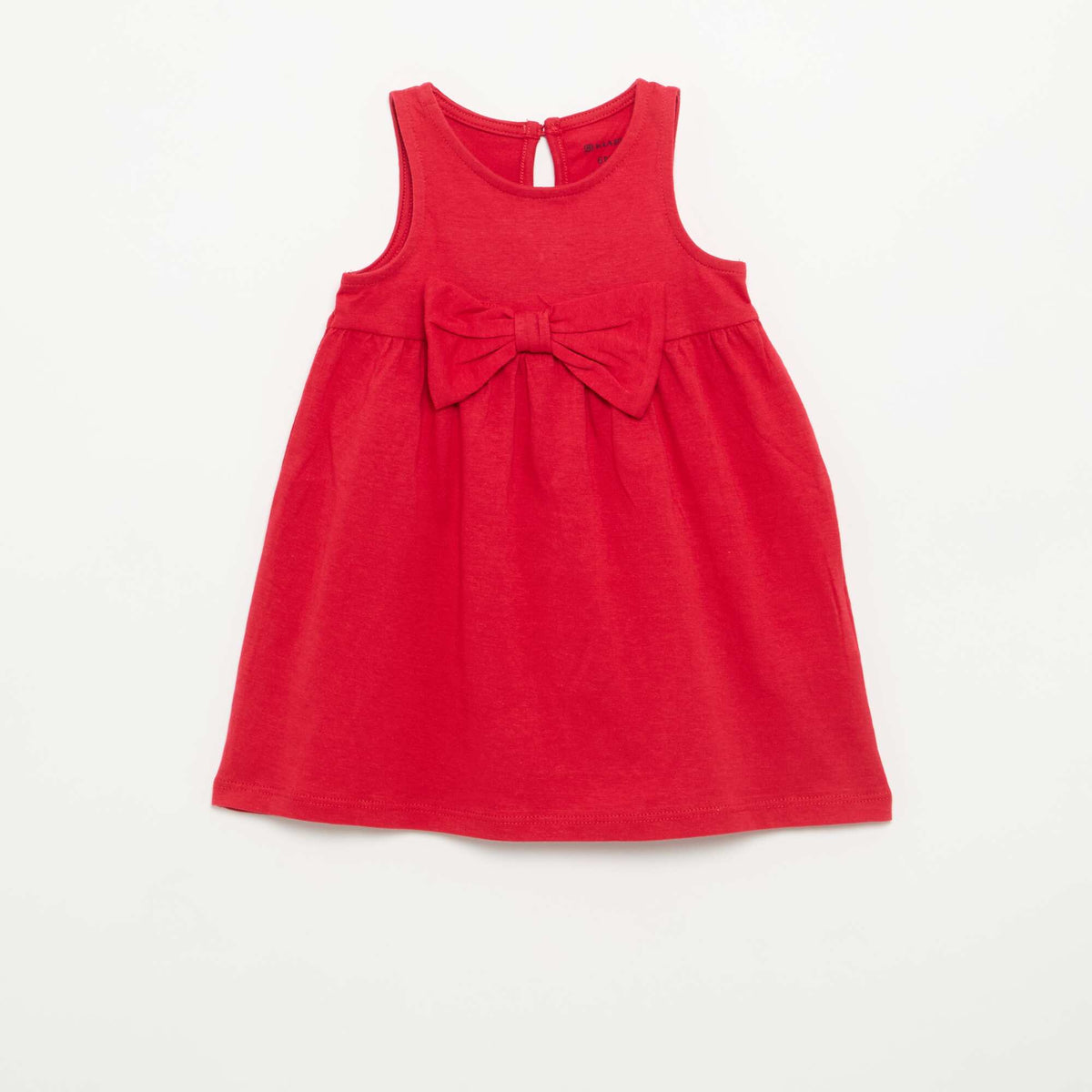 Robe unie sans manches avec nœud fantaisie ROUGE