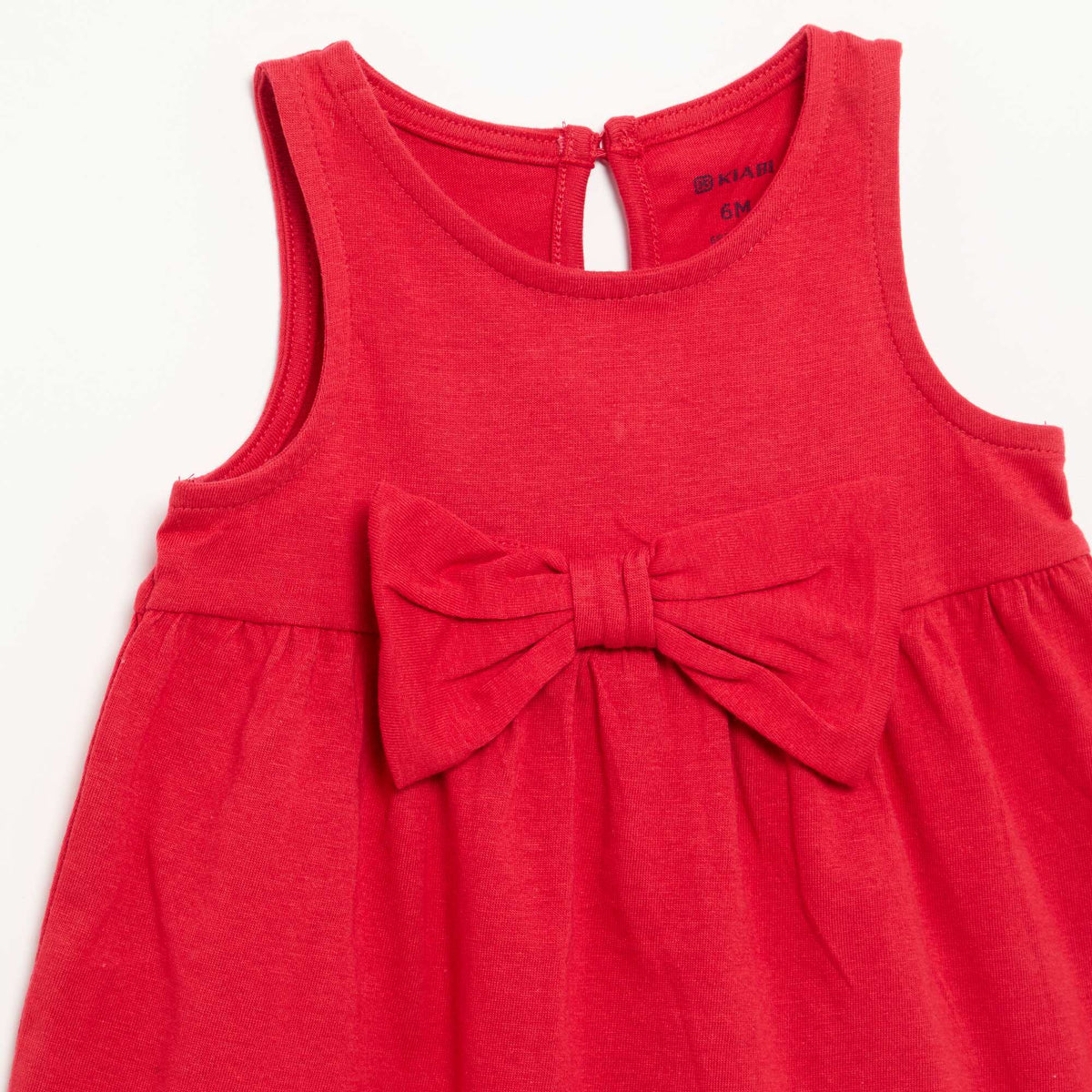 Robe unie sans manches avec nœud fantaisie ROUGE