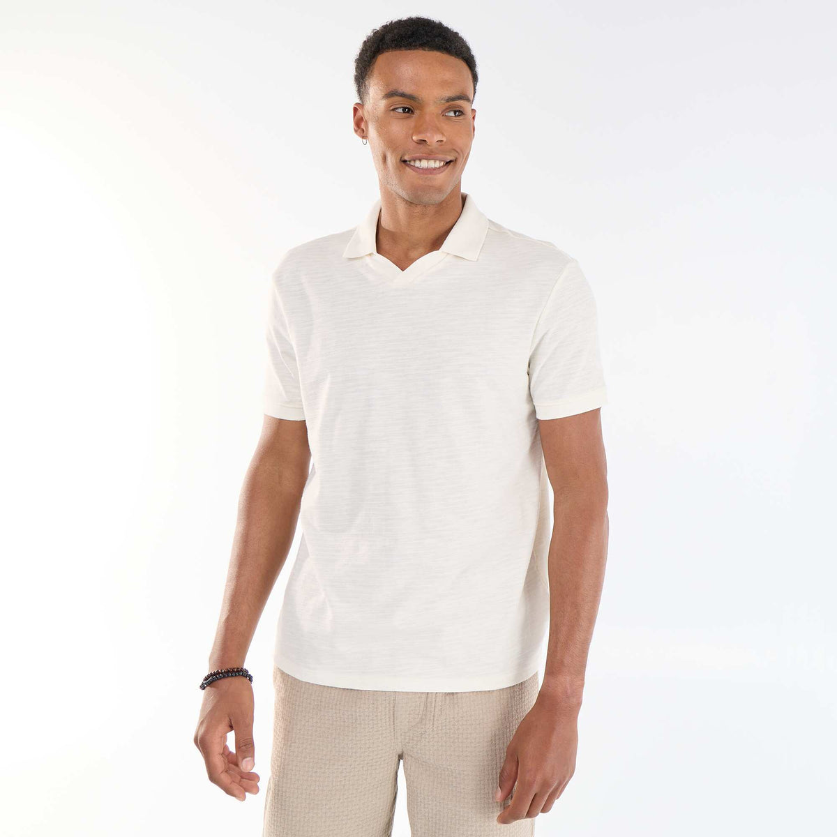 Polo uni à manches courtes BLANC