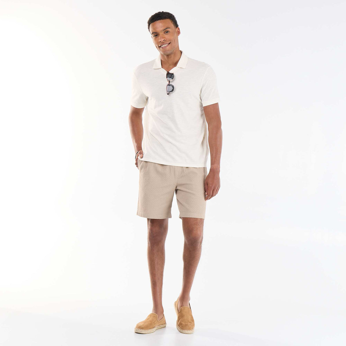 Polo uni à manches courtes BLANC