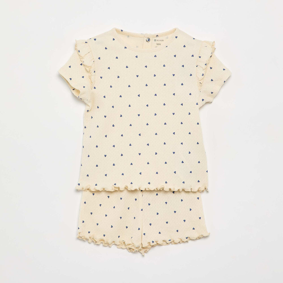 Pyjama en maille pointelle t-shirt + short - 2 pièces BEIGE