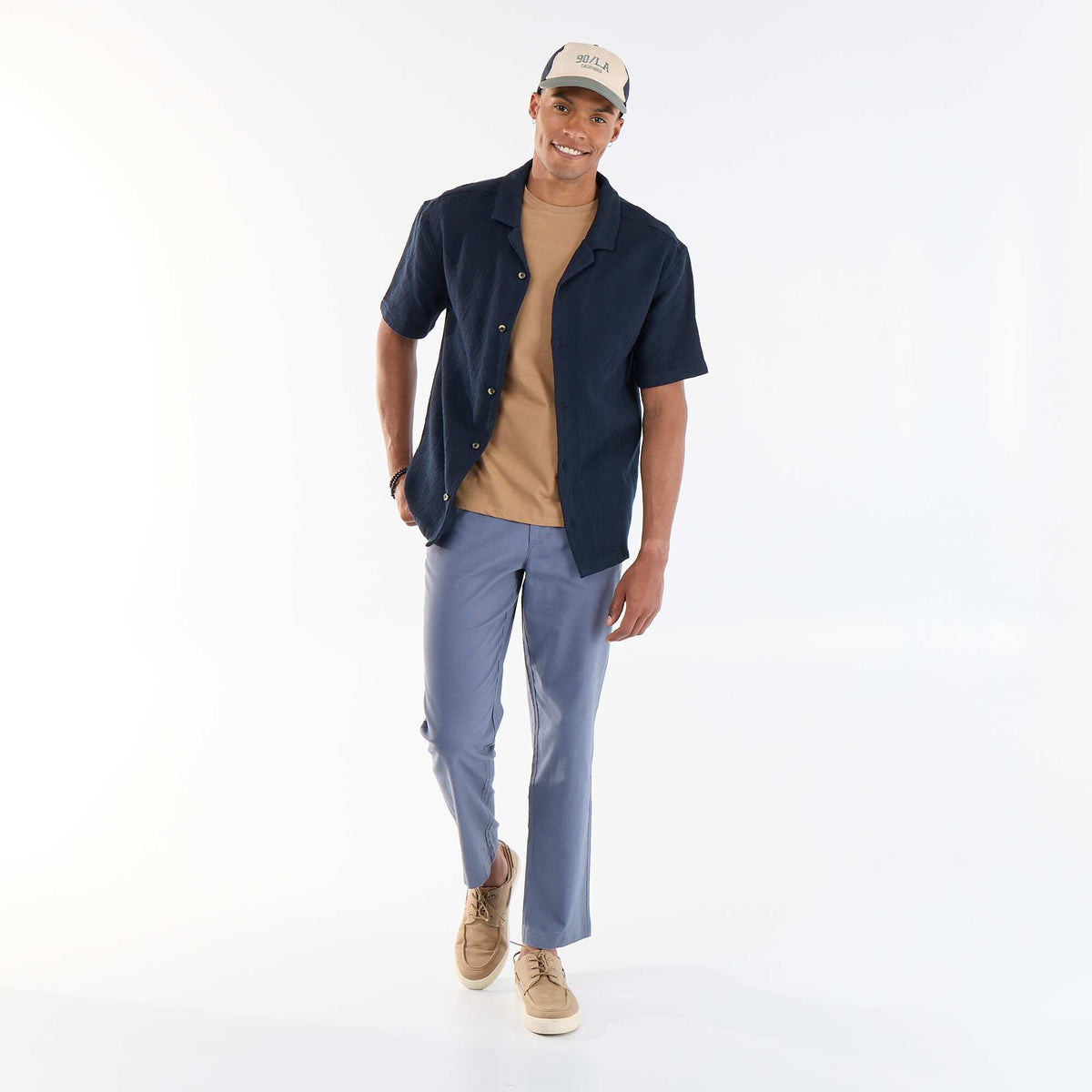 Chemise manches courtes maille jacquard BLEU