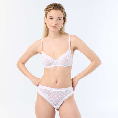 Tanga en dentelle BLANC