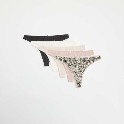 Lot de 5 tangas en coton BEIGE